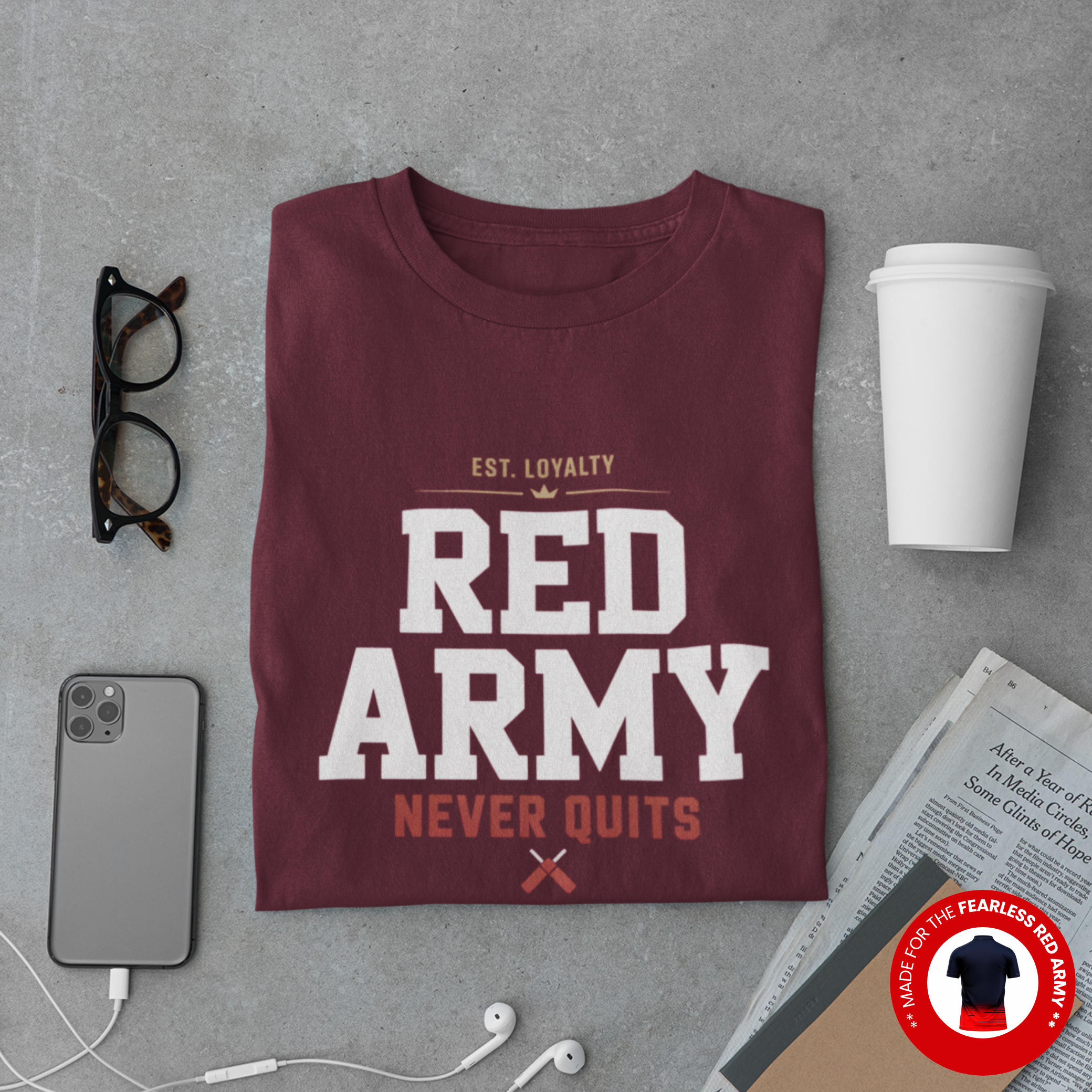 Red Army Never Quits Cricket T-Shirt